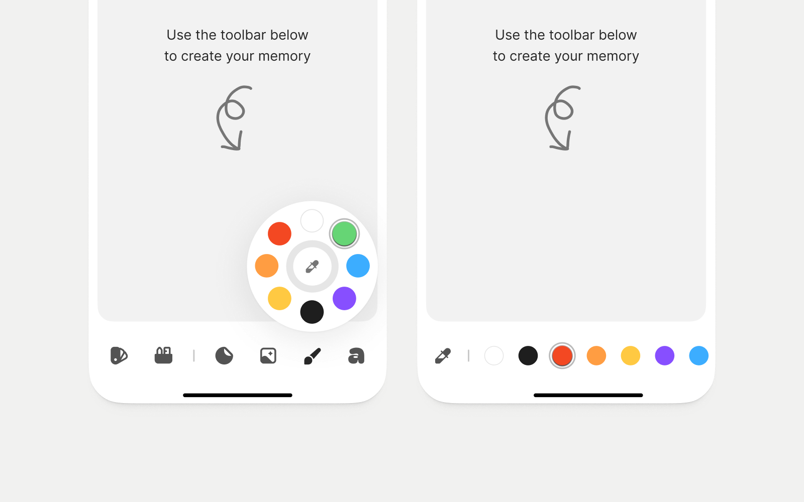 Sparknest drawing color controls in radial and horizontal layouts