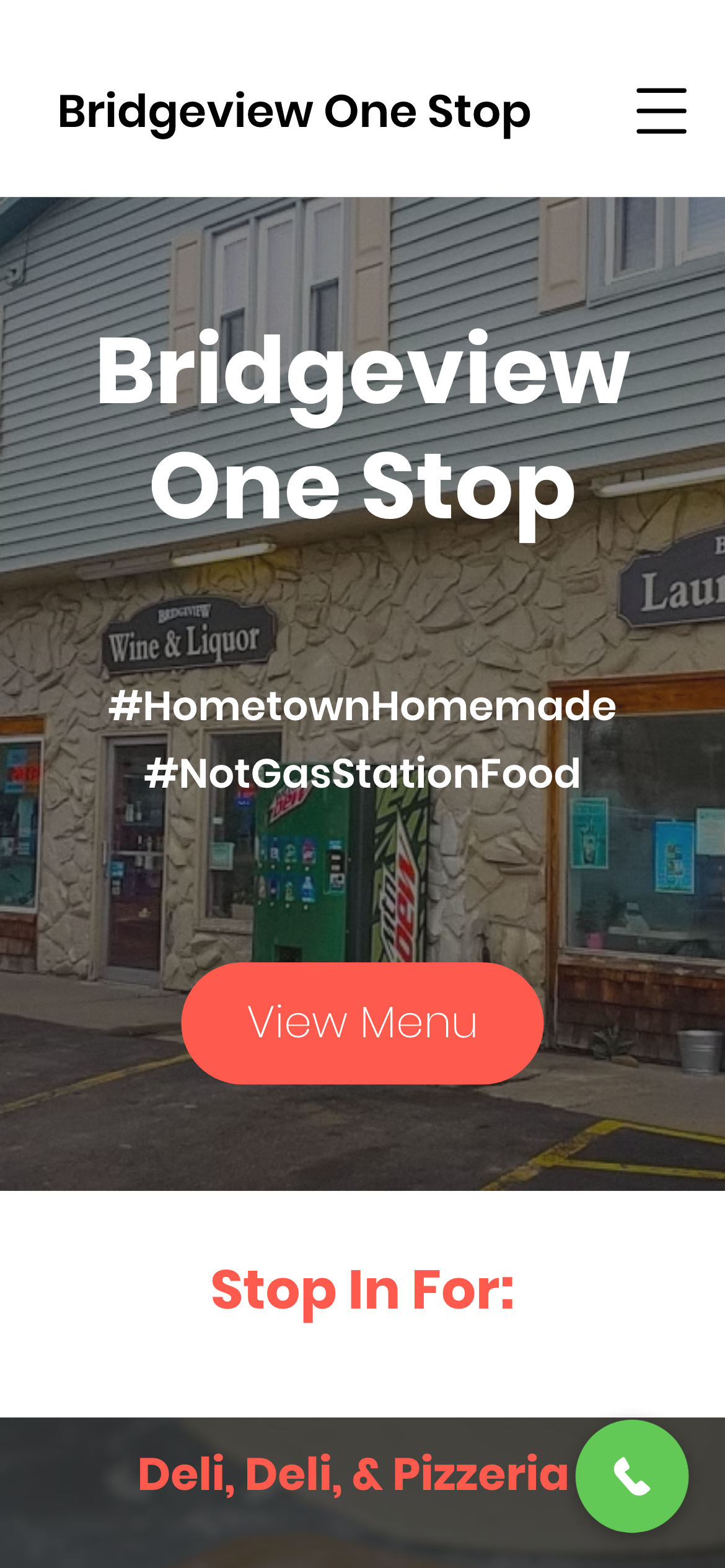 Bridgeview One Stop website on a phone