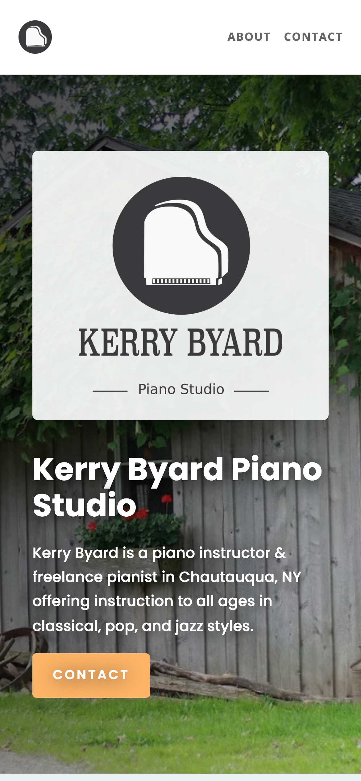 Kerry Byard Piano Studio website on a phone