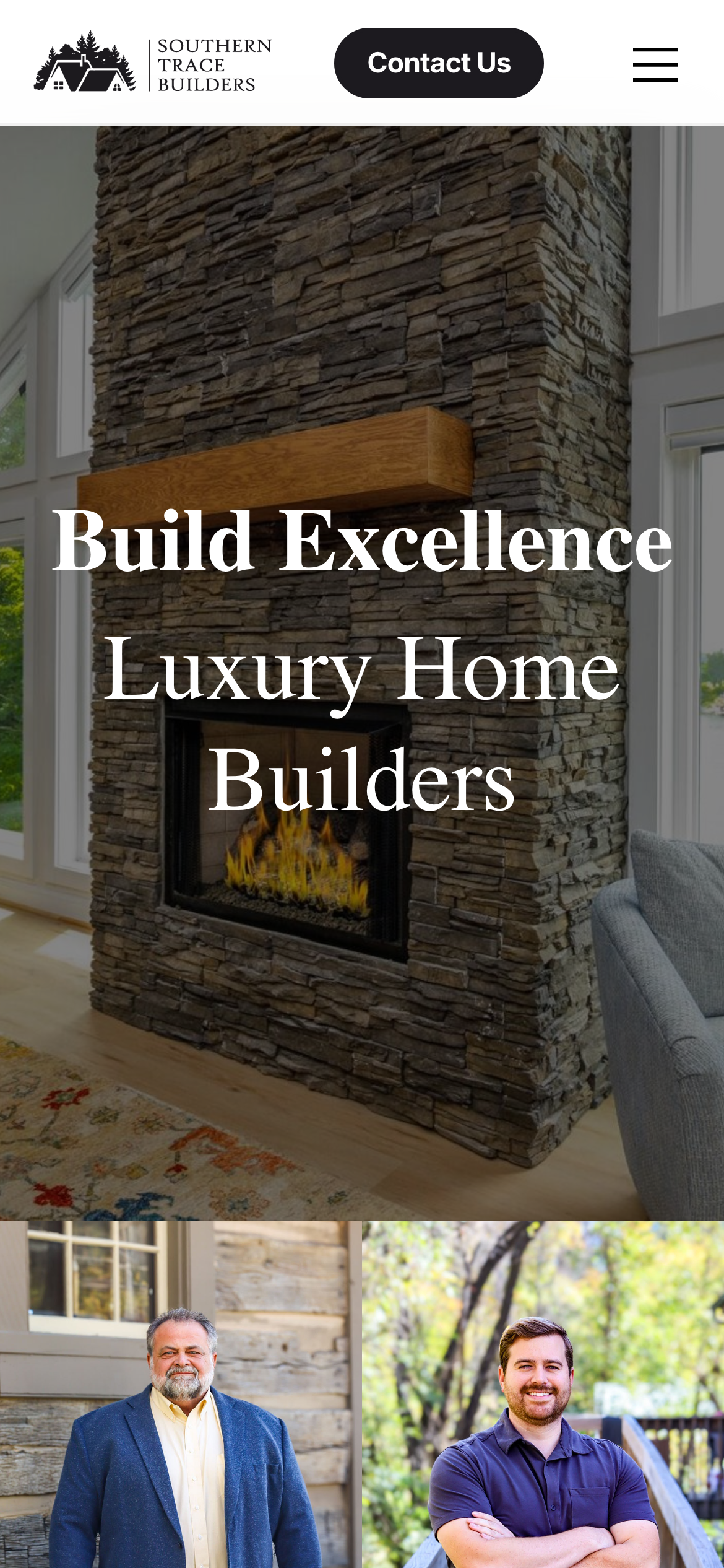 Southern Trace Builders website on a phone