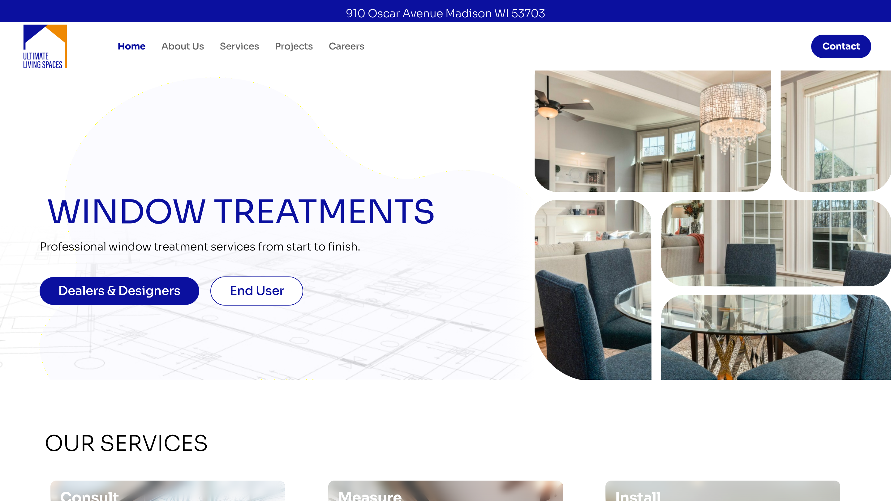 Ultimate Living Spaces website
