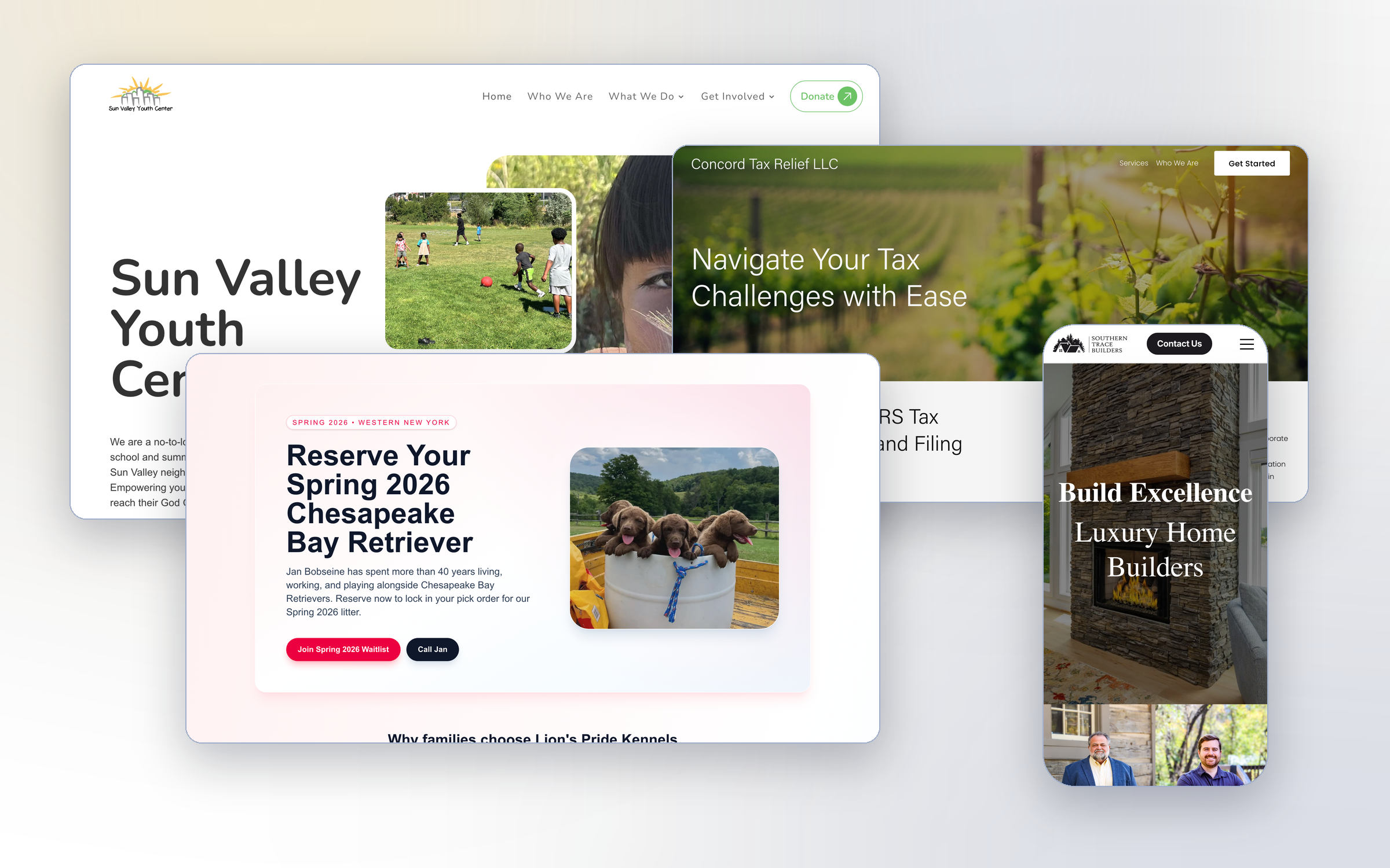 A collage of websites built by Byard's Online Marketing