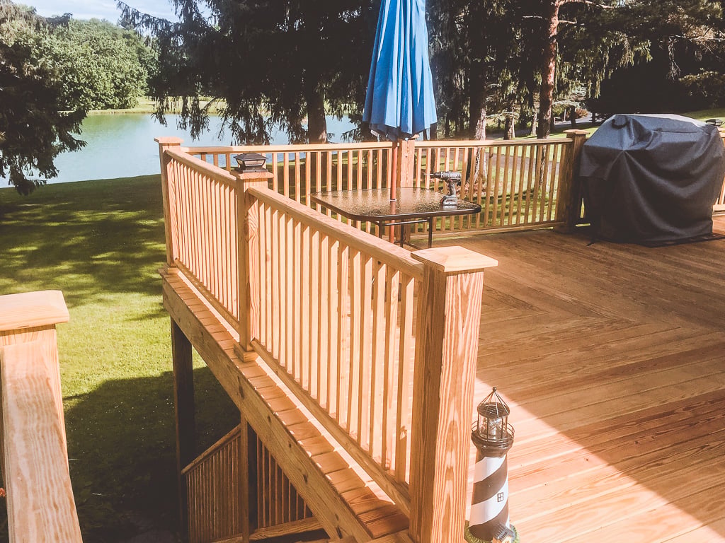 Lakeside deck with railing in Jamestown, NY
