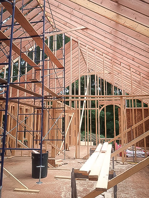 Interior framing with scaffolding