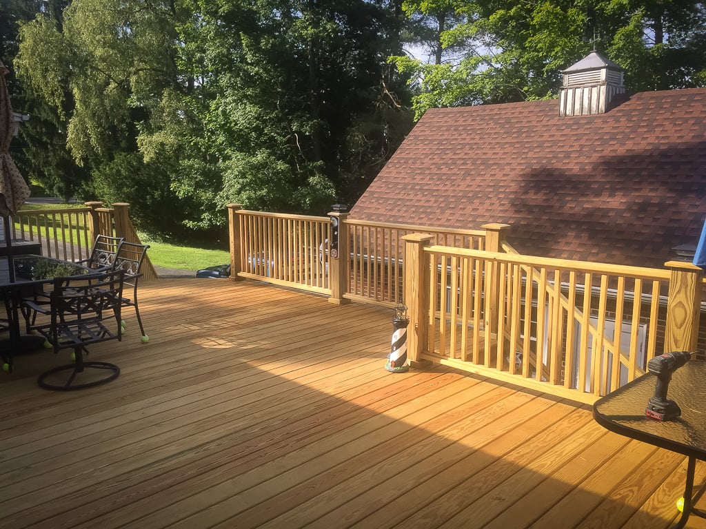 New wood deck attached to a home