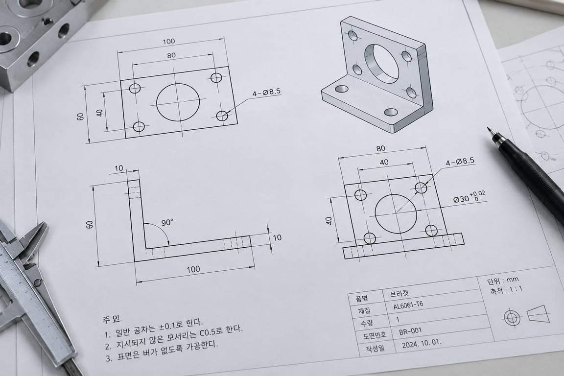 부품 제작 가격 산정에 필요한 도면과 제작 정보
