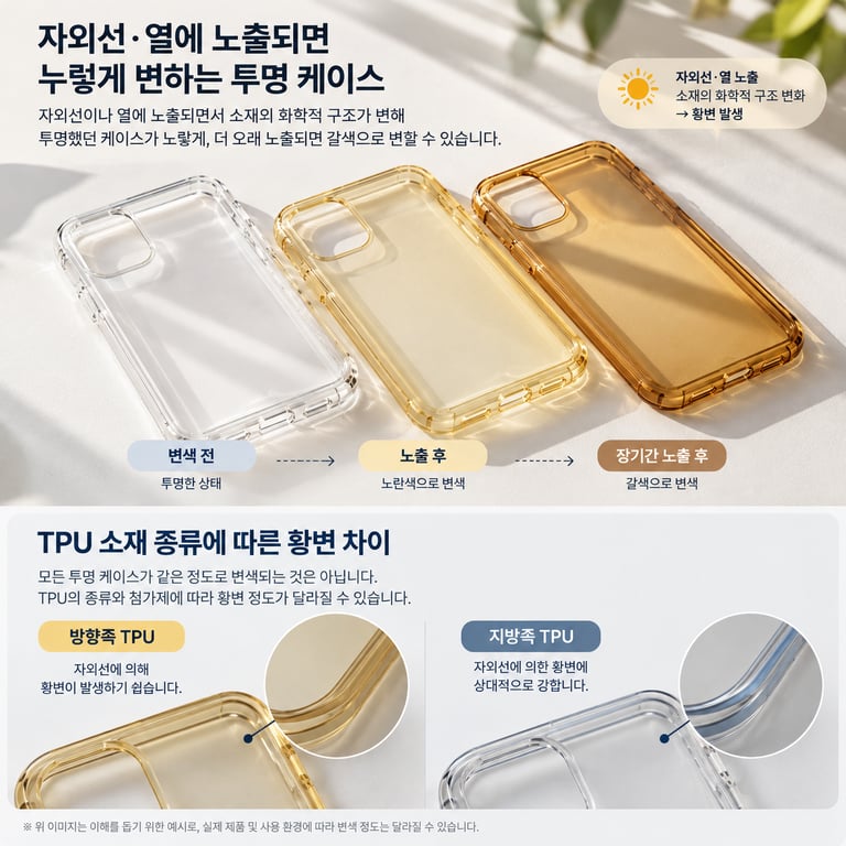 자외선&middot;열 노출에 따른 투명 케이스의 황변 과정과 TPU 종류별 황변 차이