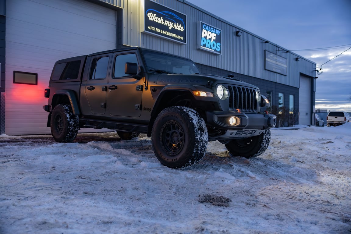 Jeep Gladiator color change colored PPF wrap installation Cochrane vehicle transformation protection