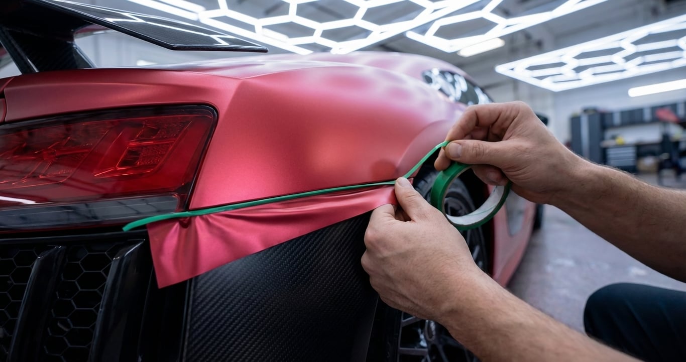Car wrapping process using knifeless tape