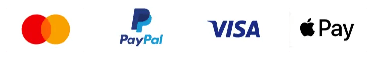 Accepted payment methods: Mastercard, PayPal, Visa, Apple Pay