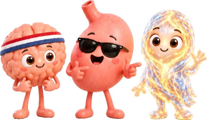 Brain, stomach and fascia characters together