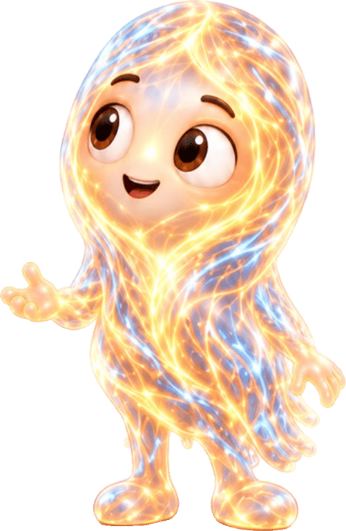 Glowing fascia character waving