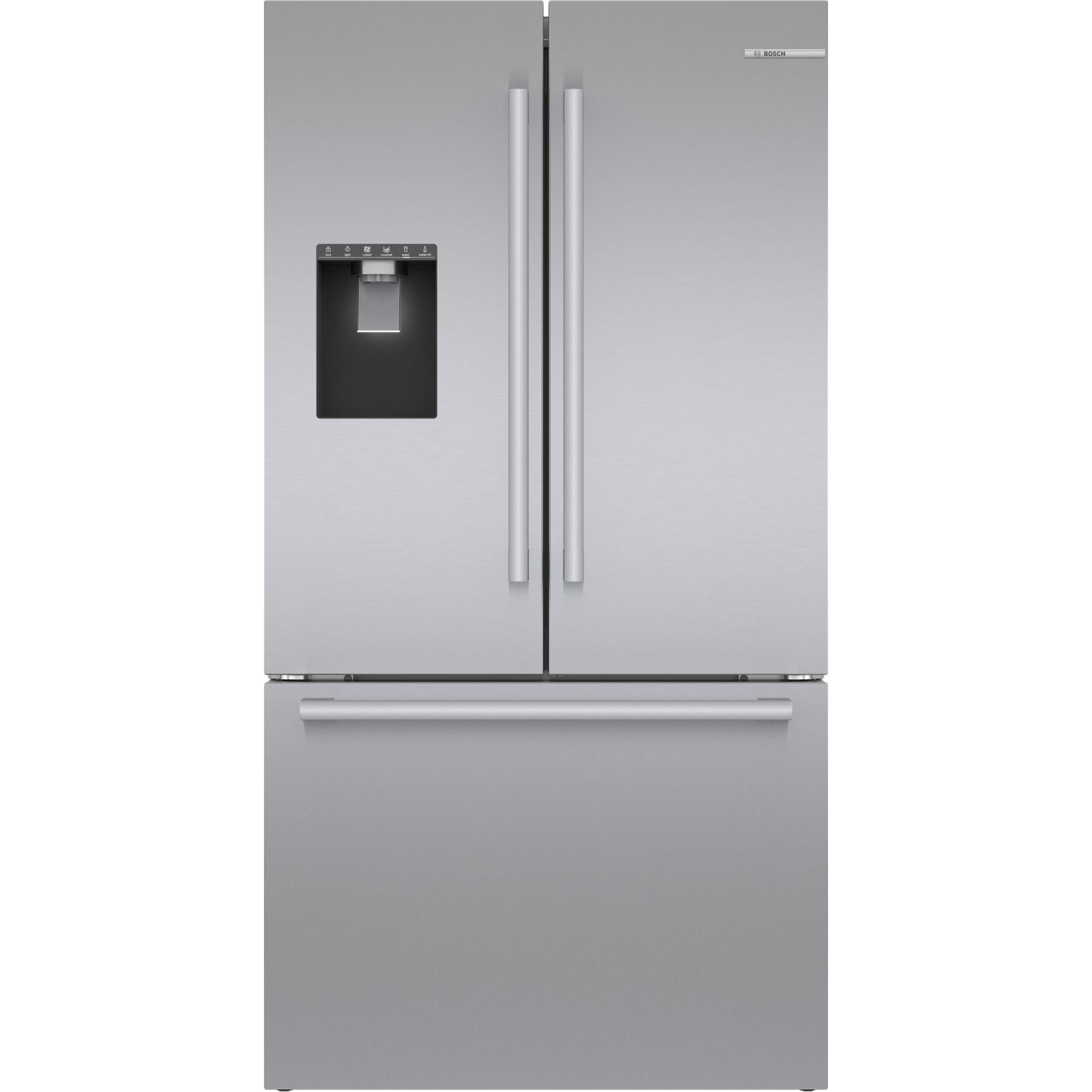 Bosch 500 Series French Door Bottom Mount 36'' Brushed steel anti-fingerprint, Total No Frost Refrigerator