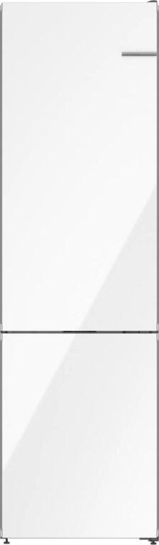 Bosch 800 Series Free-standing fridge-freezer with freezer at bottom, glass door 24'' White, Total No Frost