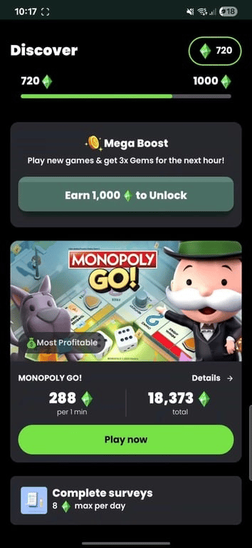 Cash Giraffe time-based offer for Monopoly GO! paid per minute