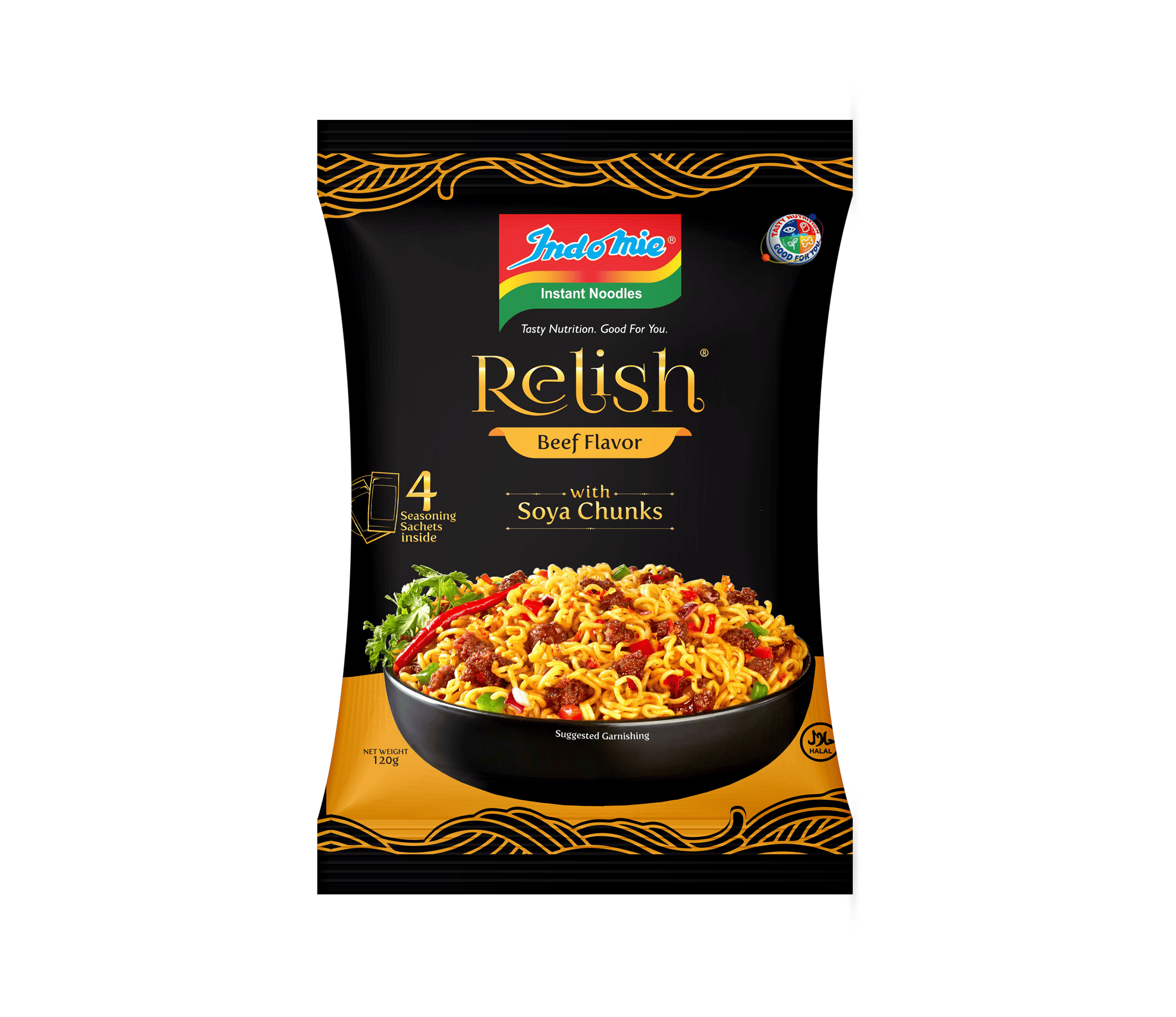 Indomie Relish  Beef flavor with Soya chunks