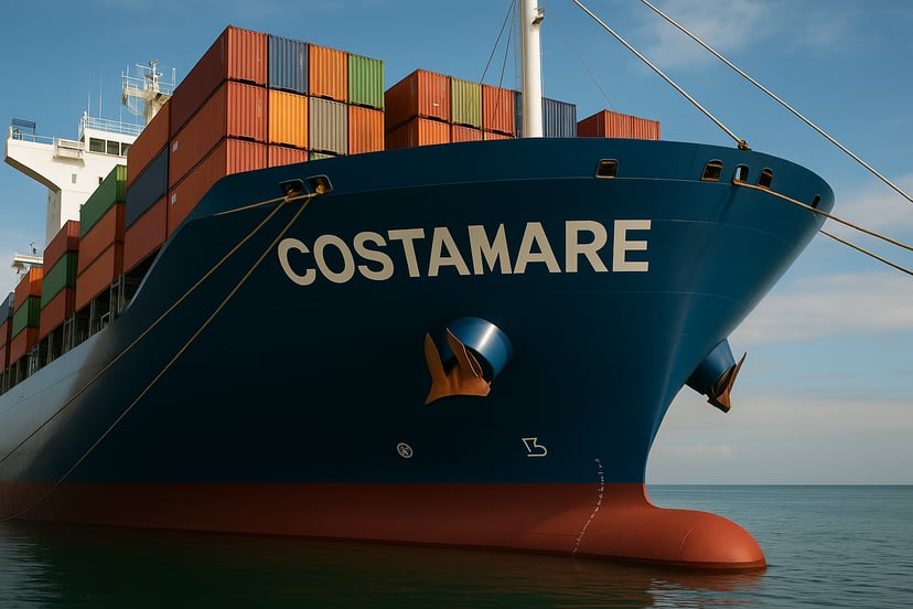 The bow of a Costamare container ship