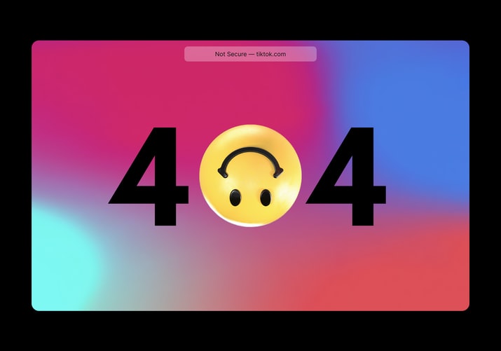  error 404 message with an upside down emoji face