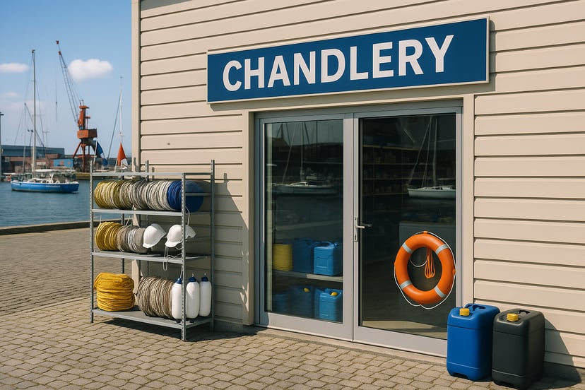 a chandlery - ships supply store - in a harbor