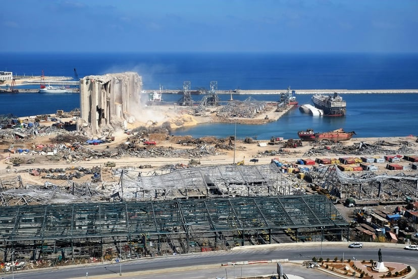 The port of Beirut after the explosion in 2020