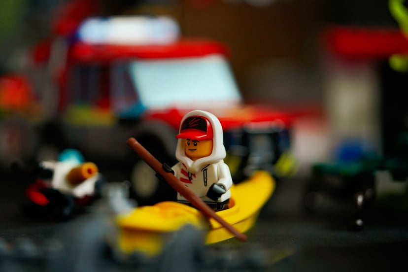 a Lego canoeist