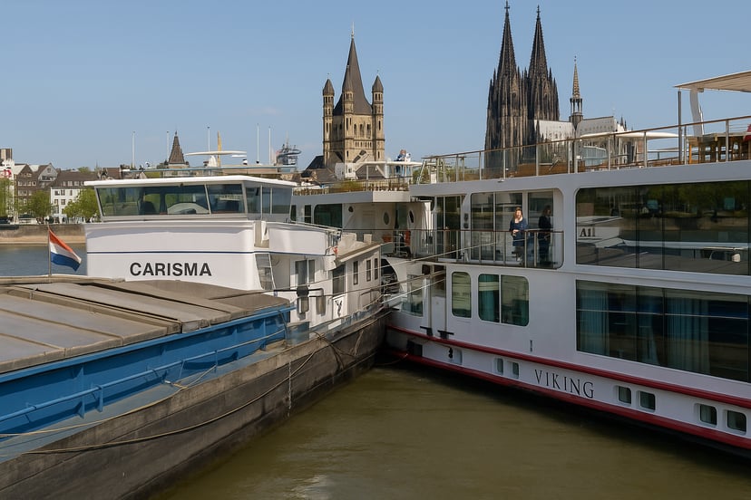 The Carisma hitting another vessel on the River Rhine