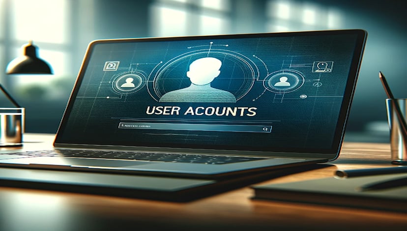 a laptop with a maritime crew management software installed and showing User Accounts