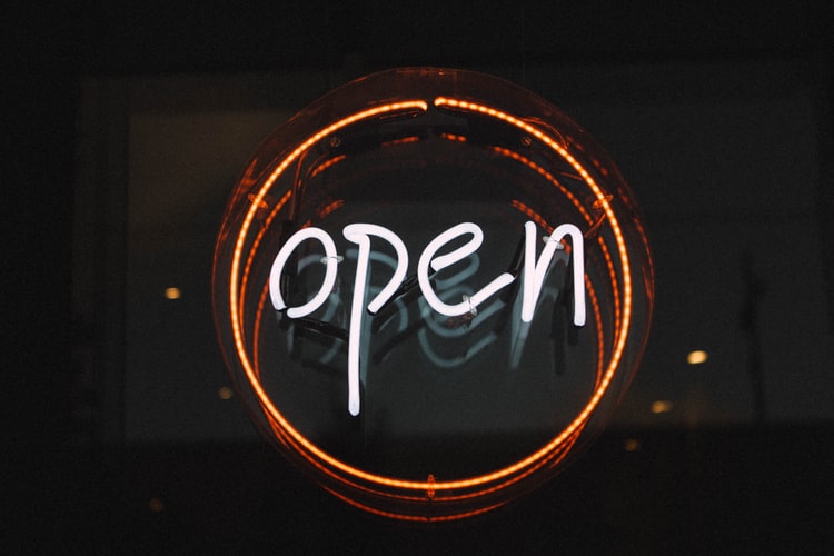 a neon open sign