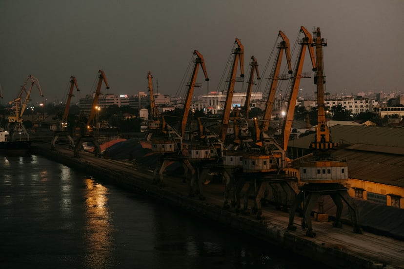 Hai Phong Port in Vietnam at night