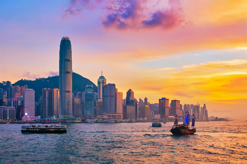 Sunset over Hong Kong island