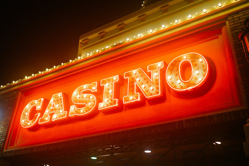 A brightly lit casino sign
