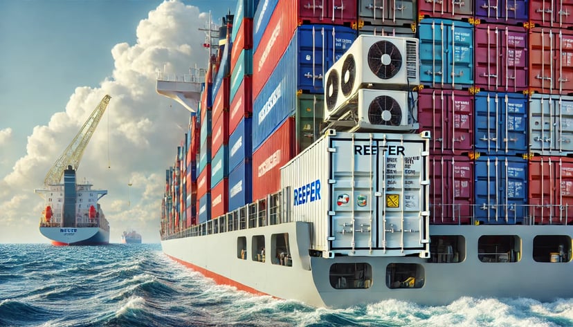 cargo ship with a reefer container