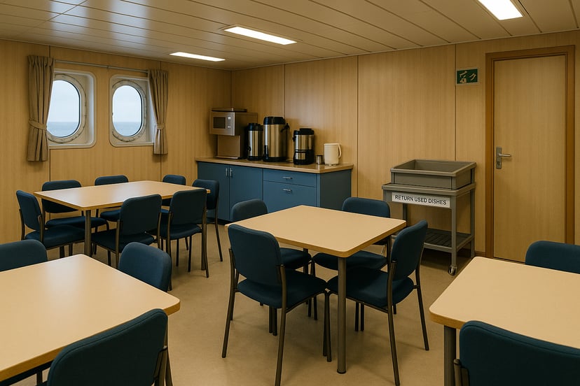 a typical crew mess on a commercial vessel
