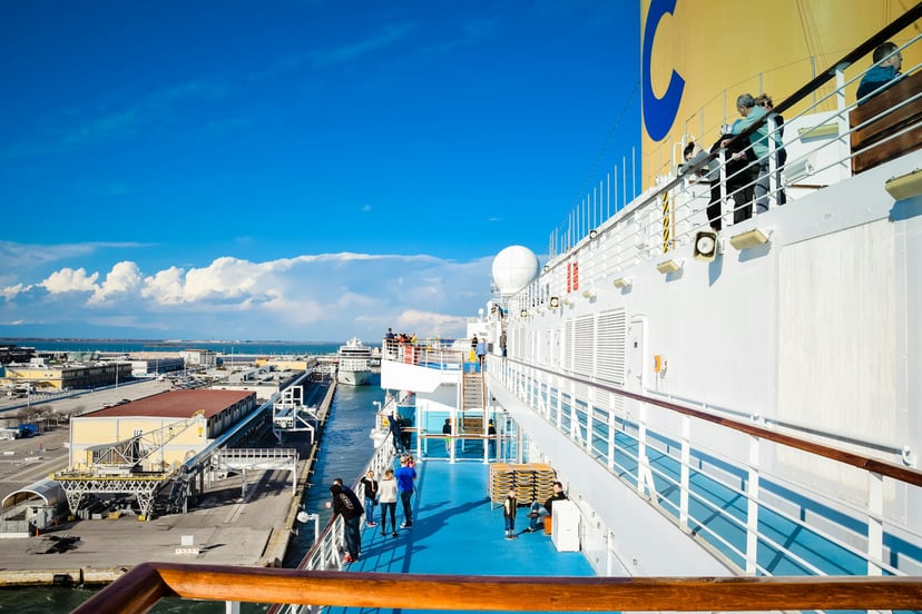 Close up of a Costa cruise ship