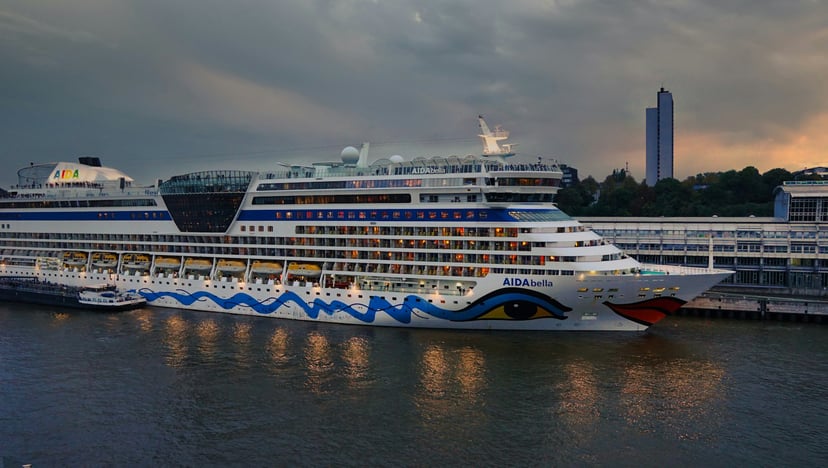 The AIDAbella cruise ship in a port