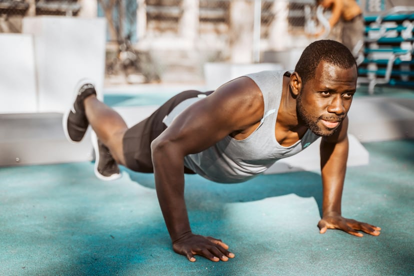 A man doing a push up