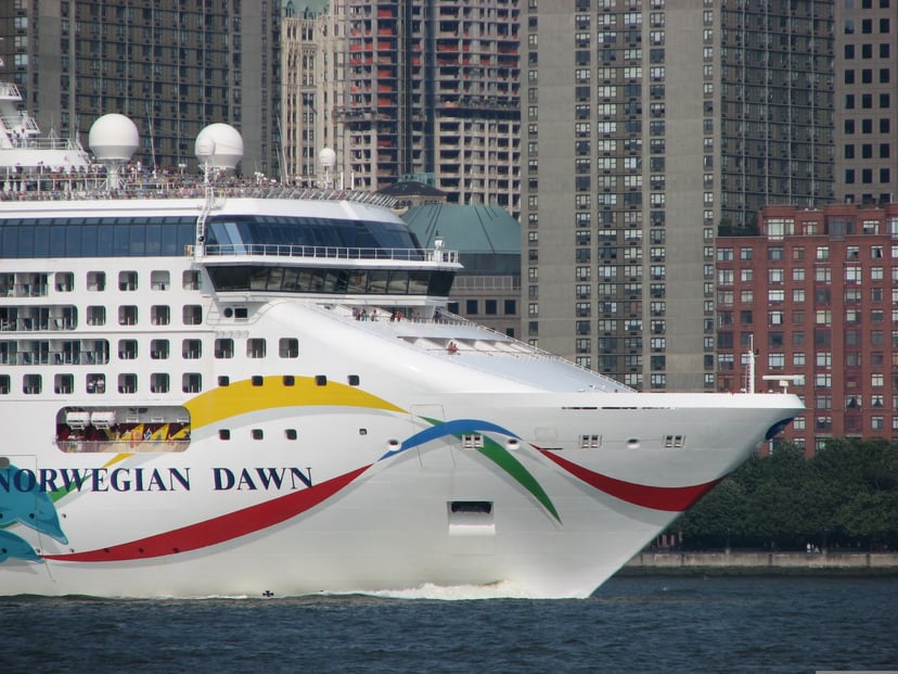 The Norwegian Dawn cruise ship at sea
