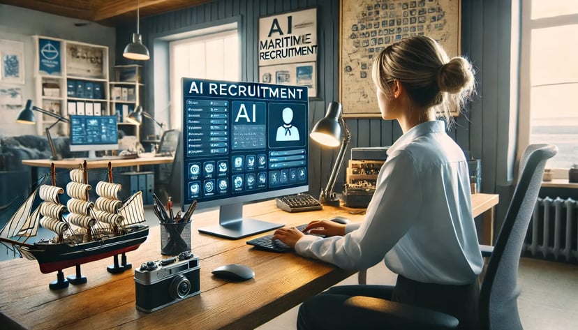 A woman in maritime recruitment using AI to help her write job adverts