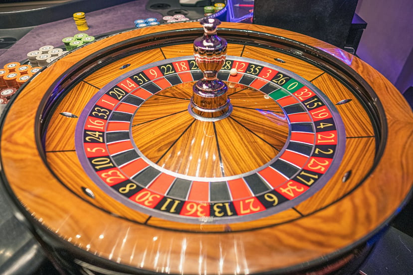 A roulette wheel in a casino