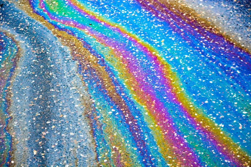 Rainbow colors in a patch of oil