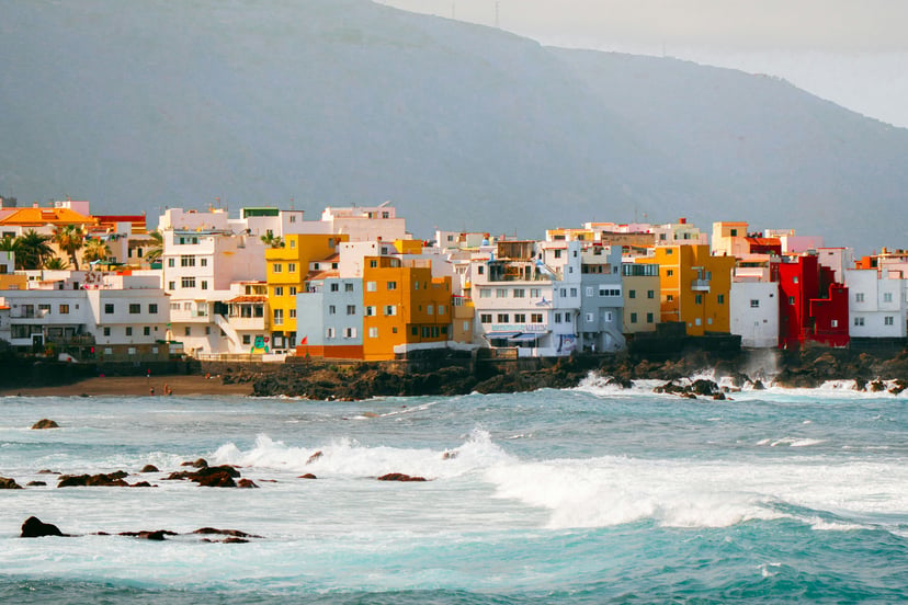 Colorful buildings along Tenerife's shoreline