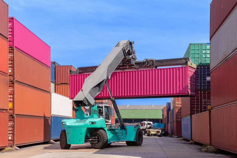 Shipping containers in a terminal