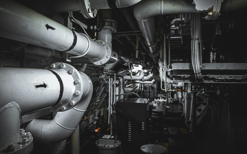 equipment in a ship's engine room