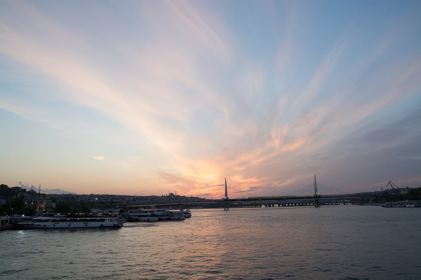 The port at Sirkeci, Istanbul at sunset