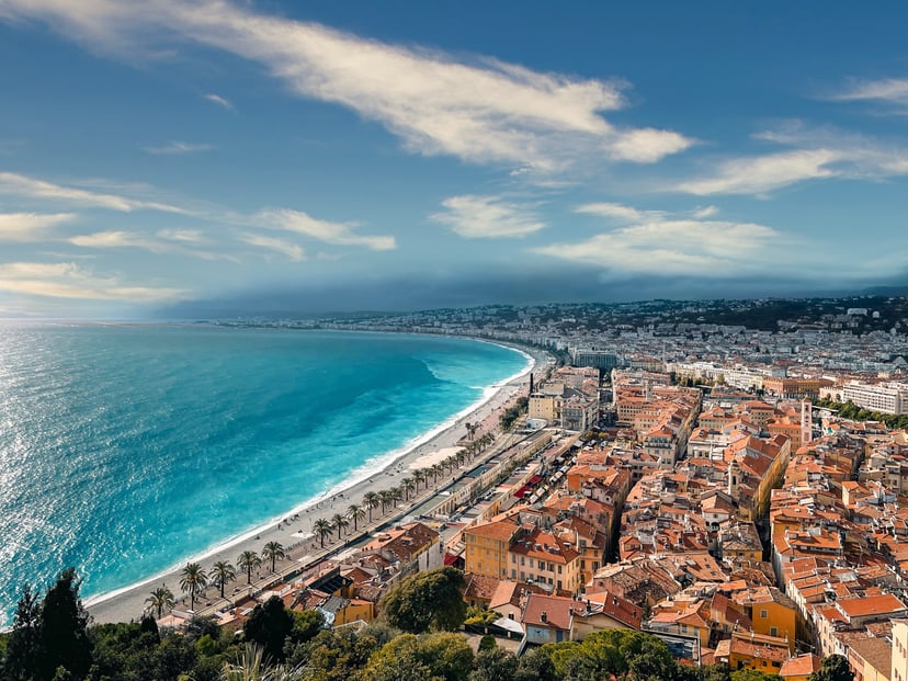 The coastline of Nice, France