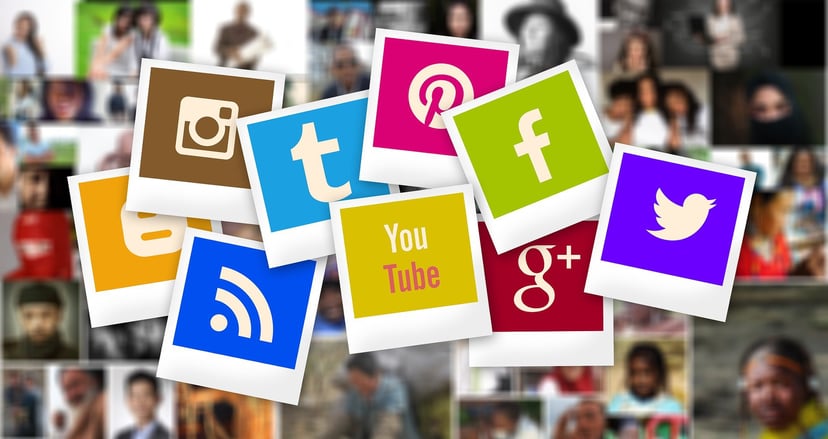 Polaroid photo style social media icons