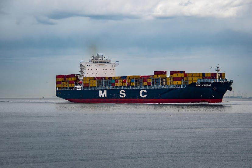 The MSC Madrid container ship at sea
