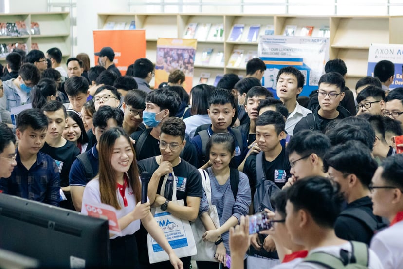 Students at a careers fair