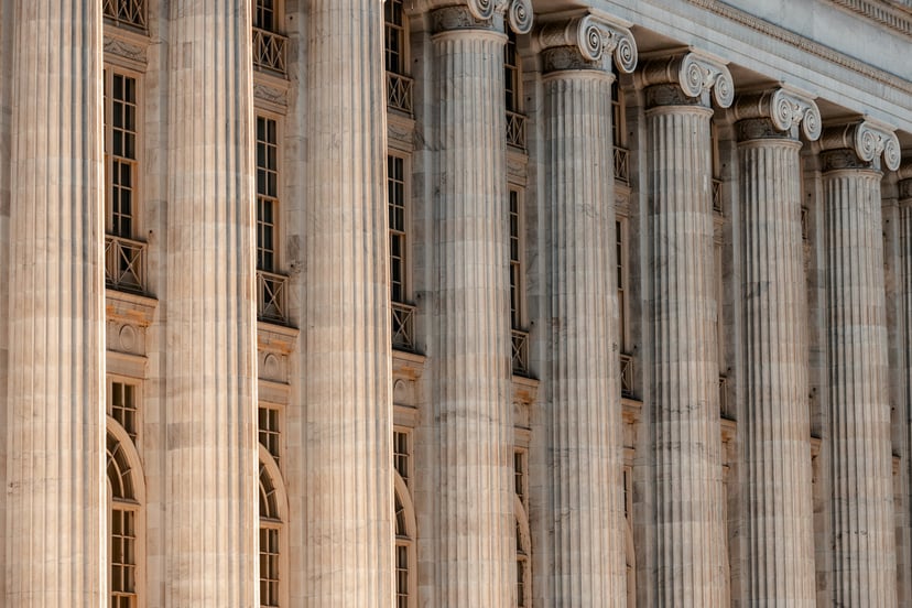 Pillars outside a courtroom