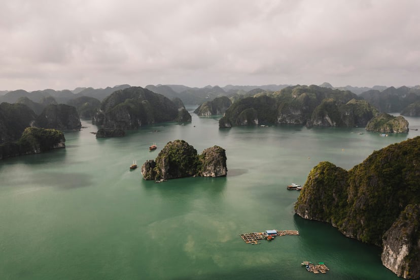 Halong Bay under grey skies